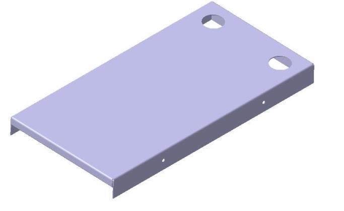 Detta ger insidan ett renare intryck och eliminerar risken för att kläderna ska fastna i dess skarvar. Höjd: 50 mm. Bredd: 304 mm. Djup 602 mm. Figur 13 CAD-modell av skåpets golv och tak.
