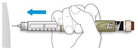 Byt nål (se STEG 6 Avlägsna nålen och STEG 2 Sätt fast en ny nål) och gör sedan ett säkerhetstest Om det fortfarande känns trögt att trycka in, ta en ny penna Använd inte en spruta för att dra upp