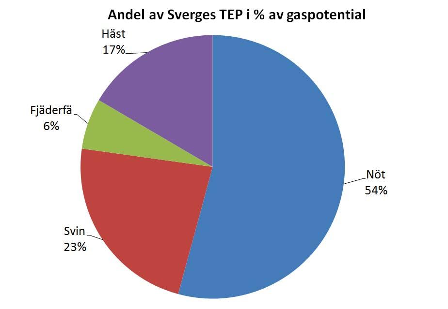 Sveriges biogaspotential vid gödselrötning enligt Baltic Manure Beräknad brutto-gödselmängd: 22 miljoner ton/år kan generera 3,4 7,0 TWh biogas/år. 104 kton N + 23 kton P.