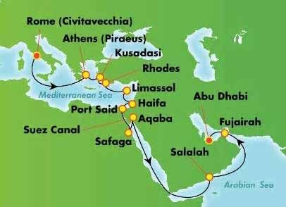 Under 21 dagar färdas vi från historiska Rom till Dubai, där framtiden är ständigt närvarande, ombord Norwegian Jade.