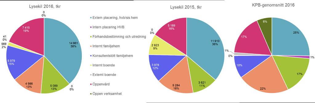 Barn, ungdom och familj Insatsmix barn, ungdom och familj Figur 52 Insatsmix barn, ungdom och familj Diagrammet ovan visar hur Lysekils kostnader fördelas på olika insatser.