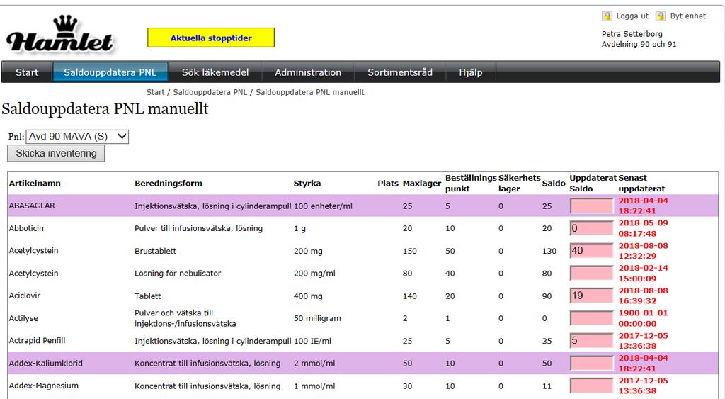 information. Informationen syns i den lila delen av den gula informationsrutan.