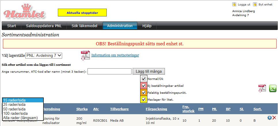 2) Här finns även möjlighet att ladda ner Information om restnoteringar och utbytbarhet enligt terapigrupper.