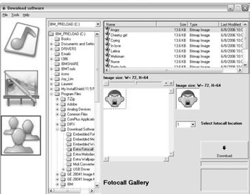 USB-anslutning SV 2. Klicka på Fotocall-ikonen på vänstra sidan av panelen för att se dom foto-id-bilder som finns tillgängliga som fotosamtalsbilder på din handenhet.