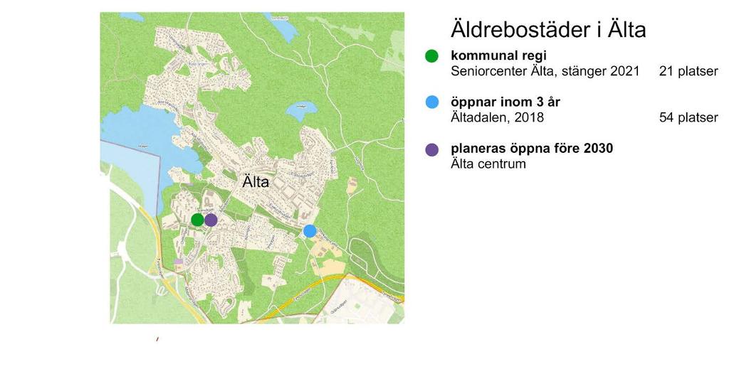 9 (12) Älta Nuvarande platsantal: 21 Totalt antal platser utifrån kommande planering: