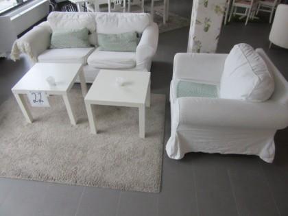 3-sits soffa, fåtölj, sittpuff, 2st