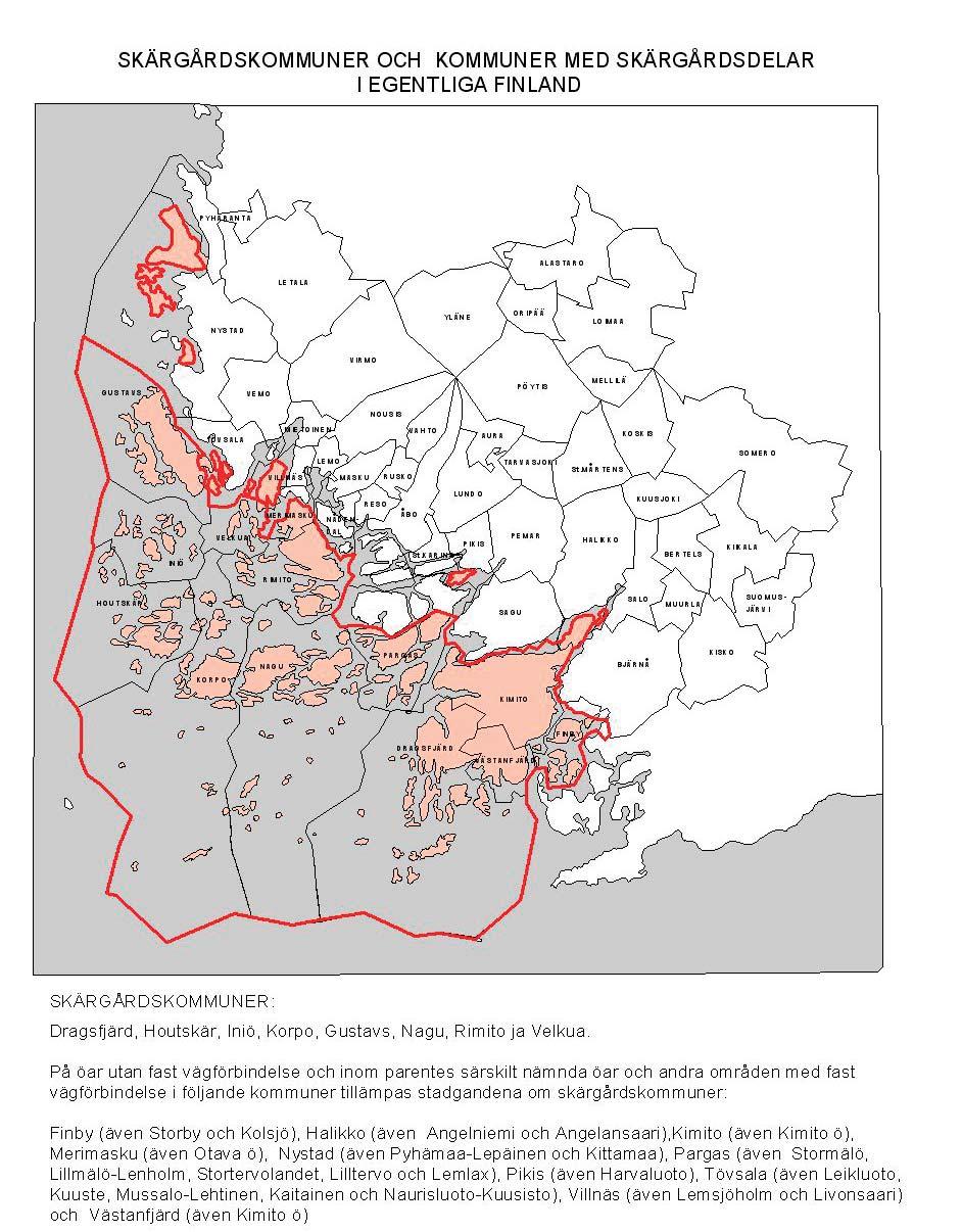 Bilaga 1: Karta över skärgårdskommuner och kommuner med