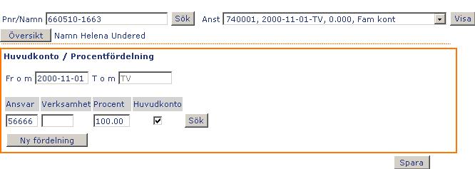 15(24) Konto Konto/proc Här kan du se/koppla ett ansvar till en anställning.