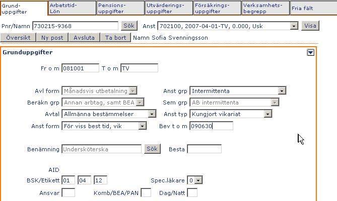 22(24) Nyregistrering av vikare Det är Bevakningsfältet som styr antalet betalda semesterdagar som redovisas Fältet Bev tom kan du också använda för att söka fram Bevakningslistor på just