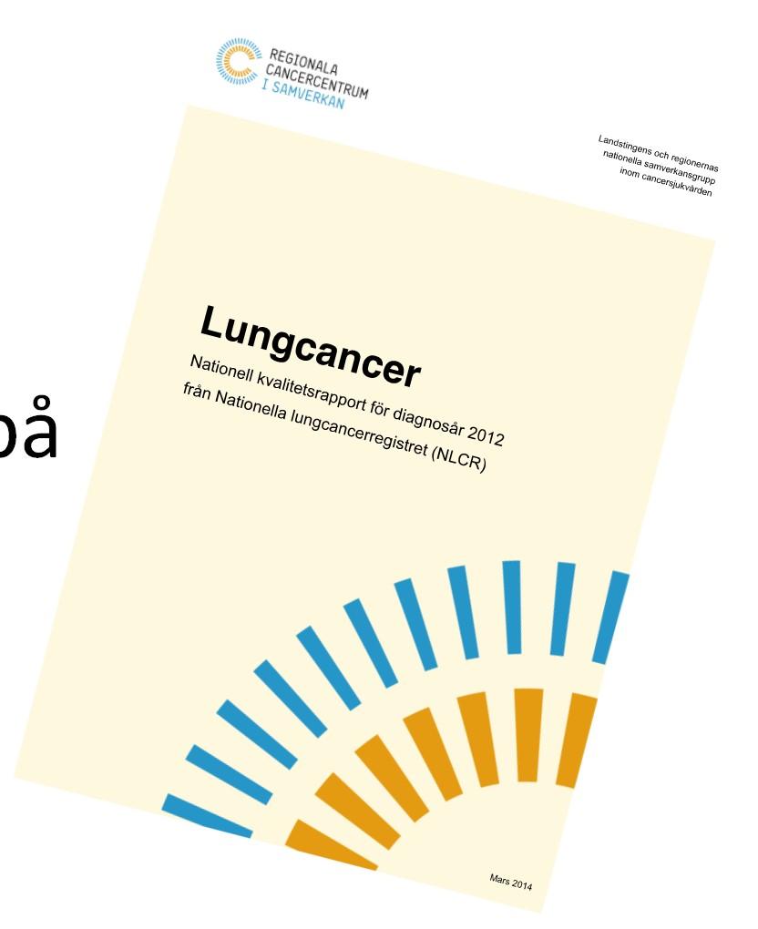 Nationellt kvalitetsregister lungcancer Startade 2002 Har en täckningsgrad