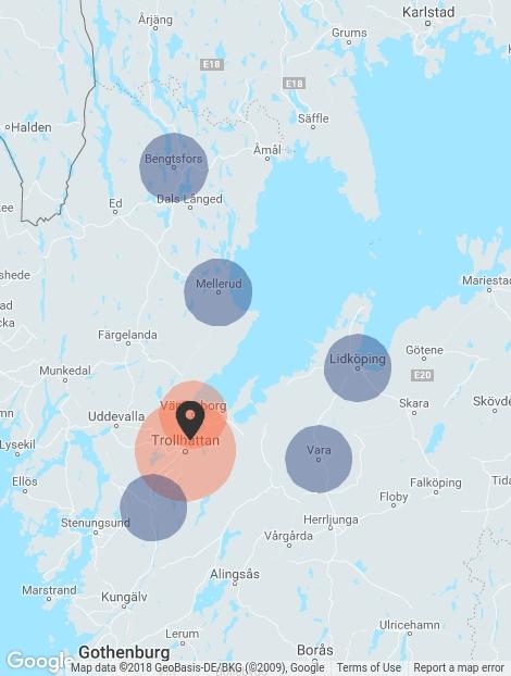 MARKNADSOMRÅDE Hela marknadsområdet har 350 000 invånare och 95% av kunderna reser till Etage med bil via riksvägarna R44 och R45.