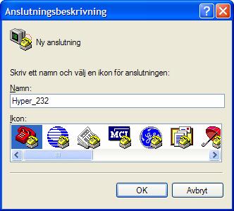 8 Hyperterminalen När en dator används som extern enhet kan programmet Hyperterminal användas för att sända och ta mot text via datorns