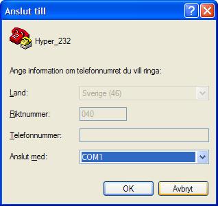 1 Konfigurering i HyperTerminalen Starta programmet HyperTerminal genom att använda menyalternativet Program Tillbehör HyperTerminal