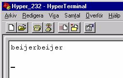 Om texten beijer skrivs in i programmet och enter-tangenten (CR) trycks in kommer texten att läggas i PLC-systemets dataregister D301-D303