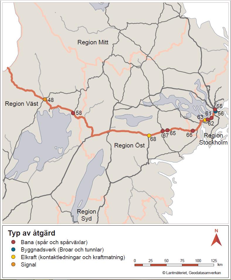 Transportflöde Stockholm Oslo Större reinvesteringar (>10 mnkr) samt