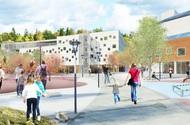 Byggtekniskt antal huskroppar 1 st Antal våningar 4 st Bruttoarea 9400 m² Byggstart juni 2014 Byggkostnad 215 mkr F-btkn del av Glömsta 2:60 m fl Byggmånader 23