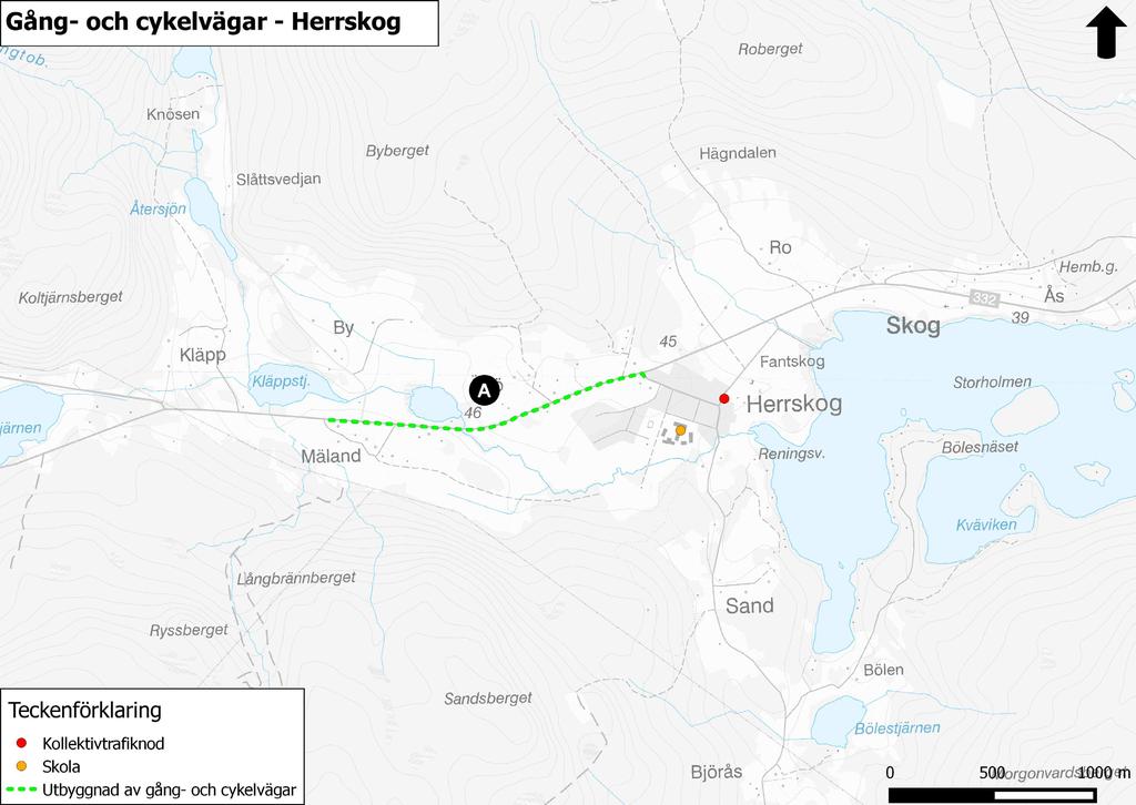 Herrskog Sträckan (betecknad A i kartan nedan) mellan Mäland och Herrskog är en smal väg och tillika en lång raksträcka som innebär höga trafikhastigheter.