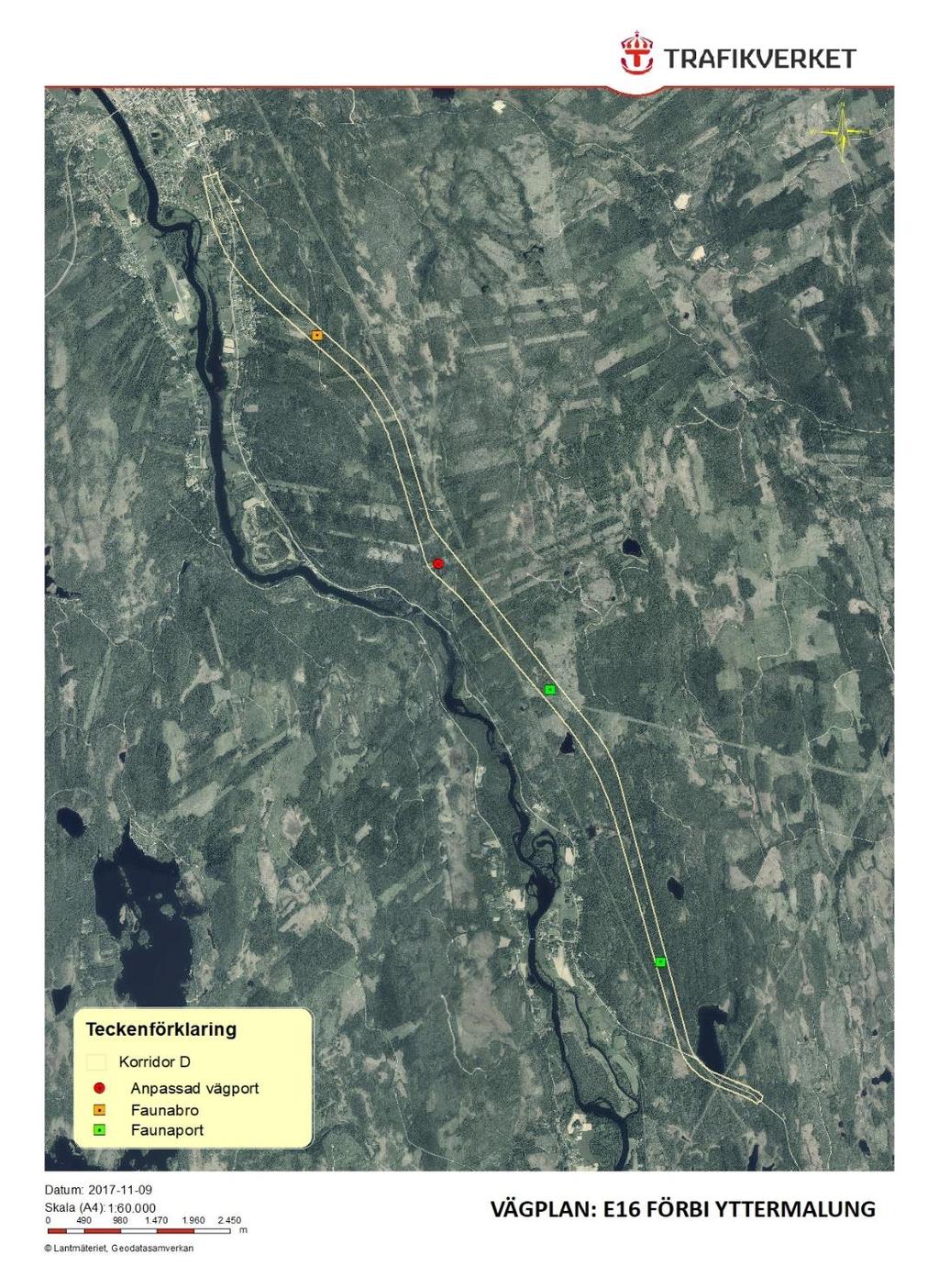 Övergripande förutsättningar byggnadsverk Förutsättningar Befintliga skogbilsvägar Vilt Rekommendationer Portar med anpassning för djur, placeras där