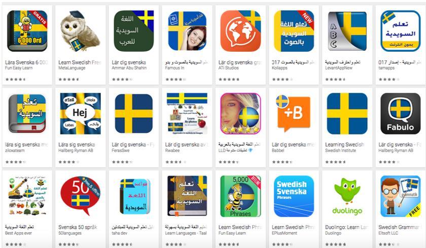 Appar för svenska -