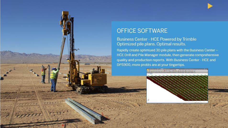 Mjukvaror för kontoret Business Center HCE framtaget av Trimble Optimerade pålningsplaner för optimerat resultat På kort tid åstadkommer du med Business Center, optimerade 3D pålningsplaner Business