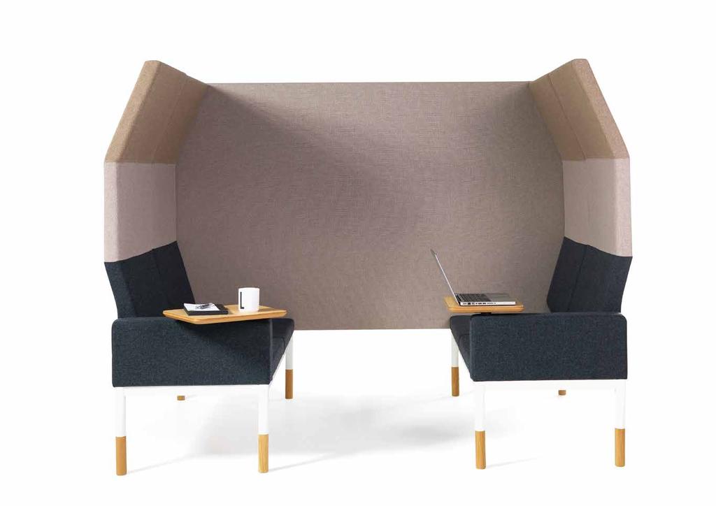 Reform Modules Upholstery Colour Wood 4-seater, high back, dividing wall 212cm, armrest with clipboard Camira,