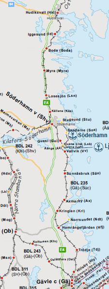 Förändrad infrastruktur Ostkustbanan Trimningspaket sträckan Gävle-Hudiksvall, innehåller bland annat Hilleby ESIK Förlängning av Vallvik (Åänge