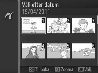 Bilden är markerad med en Z-ikon och antalet utskrifter ställs in på 1; tryck på 1 eller 3 för att ange antalet utskrifter (upp till 99; för att avmarkera bilden, tryck på 3 när antalet utskrifter är