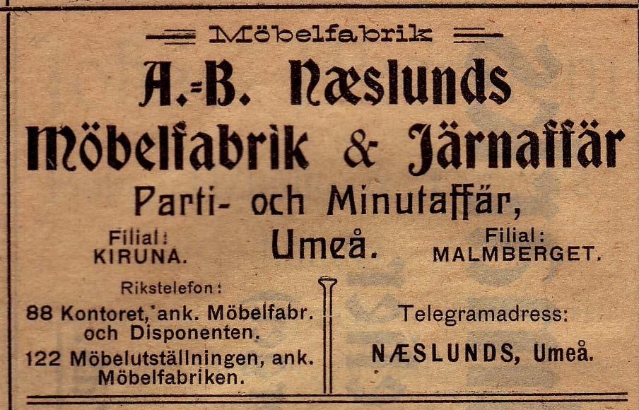 1910 Filialer i Kiruna och Malmberget ## - startades 1898 -