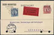 * 300:- 1630K 85, 99 7/10+20 öre på expressbrevkort sänt från VÄRNAMO 28.9.1920 till GÖTEBORG 28.