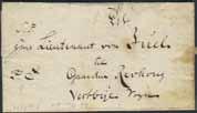400:- 2508K Folded letter with content dated Frederikshald 26 fevrier 1823, sent to Bordeaux, France. Manuscript fco Hamburg. Postage due 19 (décimes).