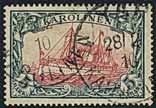 000:- 3303 19 Caroline Islands (Karolinen) 1901 Ship 5 M green-black/red without wmk. Opinion Jäschke-Lantelme. EUR 600 900:- 3301 3303 More pictures at www. philea.