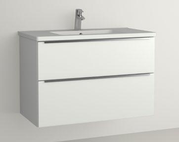 Kommod Wc/Dusch Kommod Free, bredd: 615 mm Lådfronter Plain F20 vit repplister i krom Tvättställ i porslin Mjukstängande lådor Övre låda med prylfack Eluttag i låda Kan som tillval