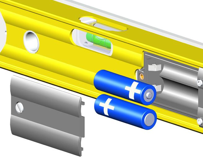3. Sätta i batterier/batteribyte Skruva bort batterifackslocket på framsidan och sätt i nya batterier enligt symbolen i batterifacket. Även passande ackumulatorer kan användas. 1. 2.