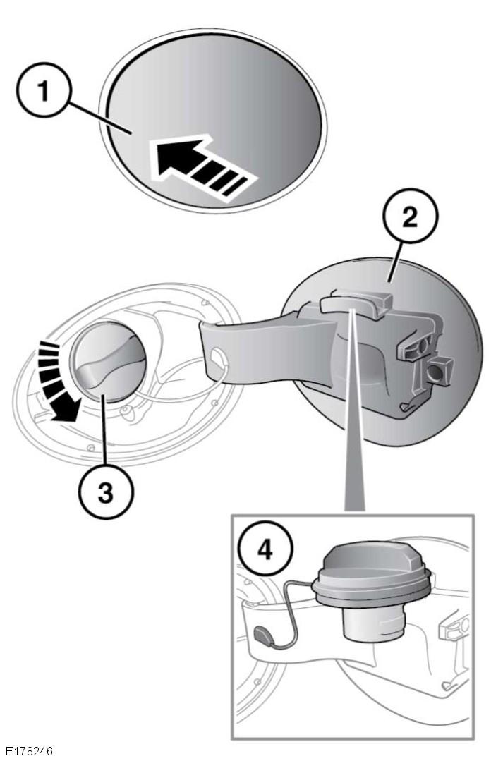 L Bränsle och tankning TANKLUCKA Notera alla varningar och instruktioner på dekalen som sitter på insidan av tankluckan. Underlåtenhet att göra detta kan resultera i allvarlig skada eller dödsfall.