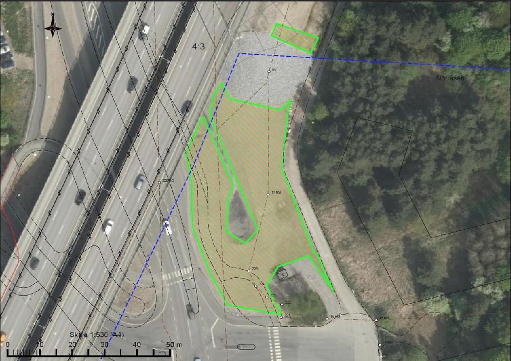 2. Rotebro Norrvikenleden vid E4-bron 2 Rotebro Norrvikenleden vid E4 bron Ca 1200 Höggräs trafikplats torräng 1a slåtter PARK Sandytor 2 Etablering: 1a=släpp upp