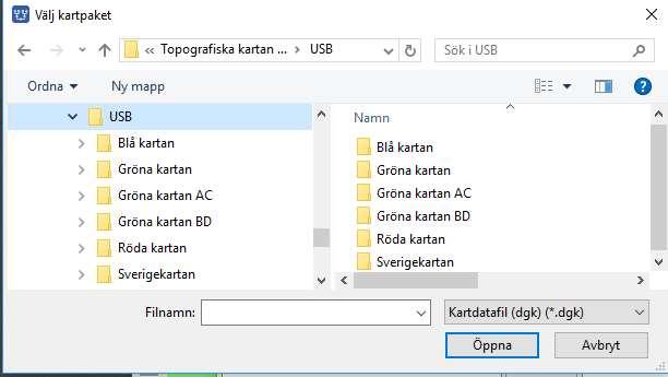 Dialogen Välj kartpaket 3.