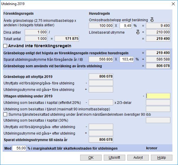 utdelningsutrymmet.