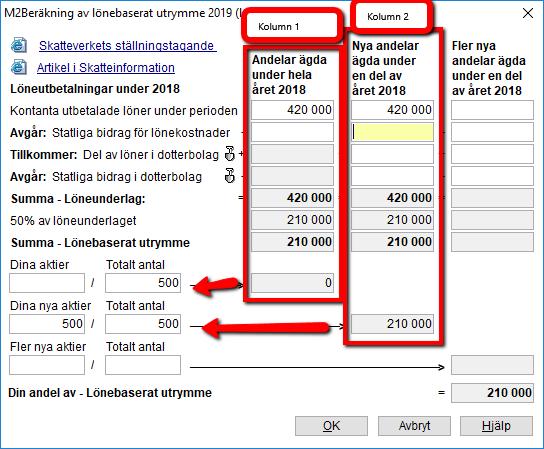 Du kommer till en beräkning där du fyller i hur lönerna ska fördelas. I första kolumnen så fyller du i de totala lönerna för året.