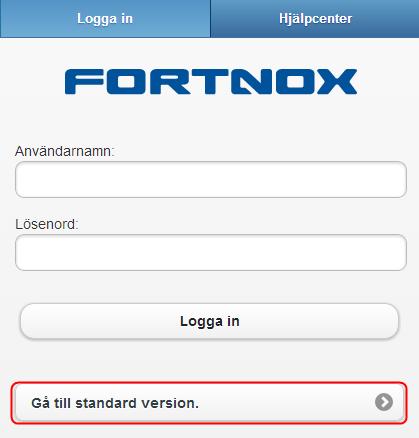 logga in till standardversionen av Fortnox via