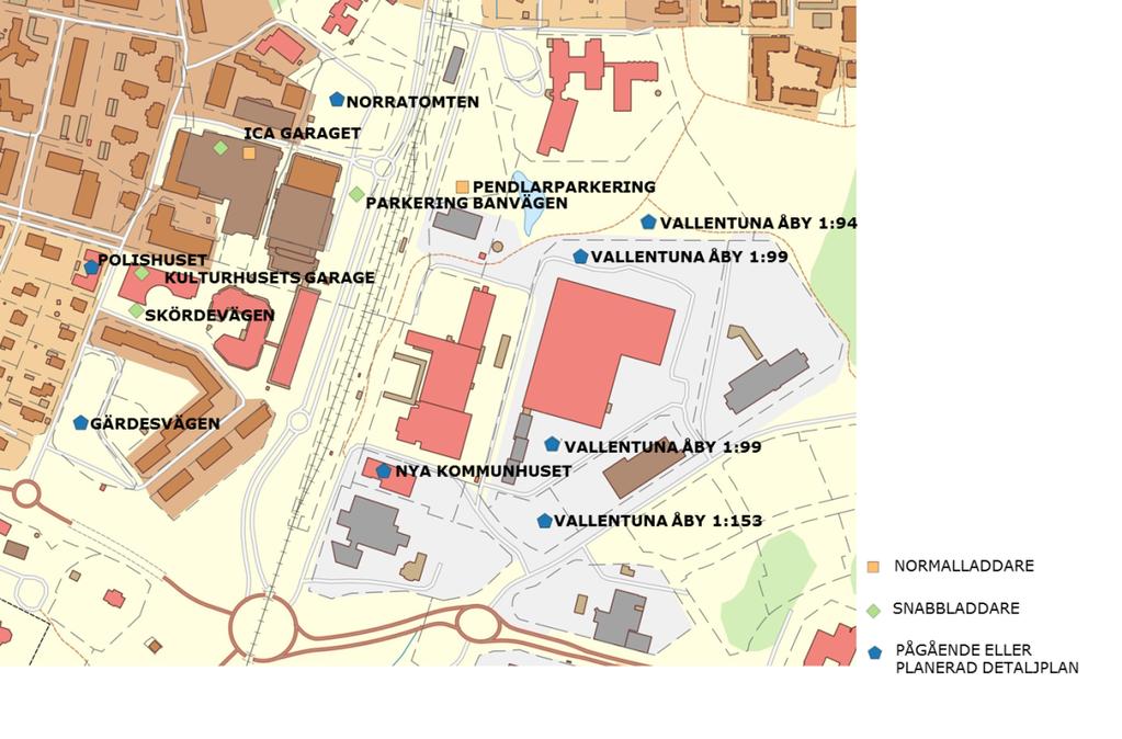 bytespunkter ut med E18 föreslås att normalladdare sätts upp.