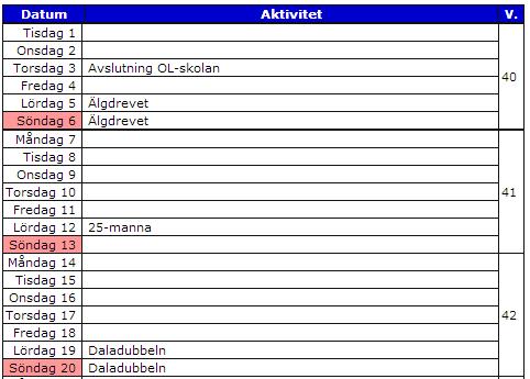 Aktivitetskalendern