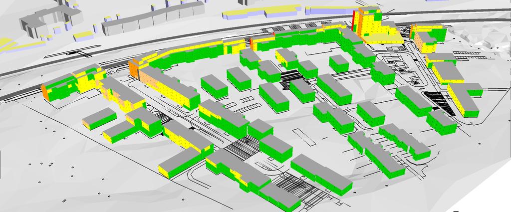 Vingpennan 1, Jönköping Trafik 2030 Dygnsekvivalent ljudnivå vid fasad ÖVRIGT Kartan visar ljudnivåerna vid fasad (frifältsvärden).