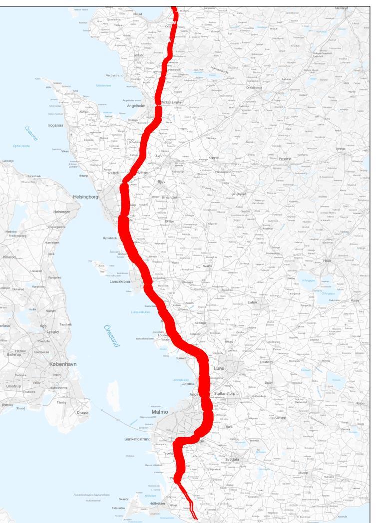 Höga dygnsflöden Vellinge Kropp(E4) Stora trafiktoppar