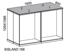 island Island innebär att fyra enheter av 3L800 eller 3L1000 är sammankopplade till en ökombination med djup 800 eller 1000 mm.