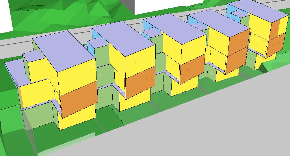 2018-01-15, s 15 (18) Riktvärdena för ljuddämpad sida innehålls vid de fasader som markeras med blå pil i Figur 9 vilket är minst hälften av bostadsrummen. Figur 14.