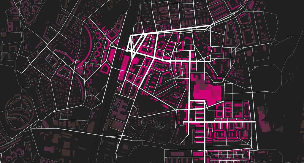 FRAMTIDENS STADSKÄRNA I planprogrammet för Väsby Entré diskuteras visionen om den moderna småstaden och bilden här bredvid är tagen från sidan 22 i samma dokument och visar samband och målpunkter.