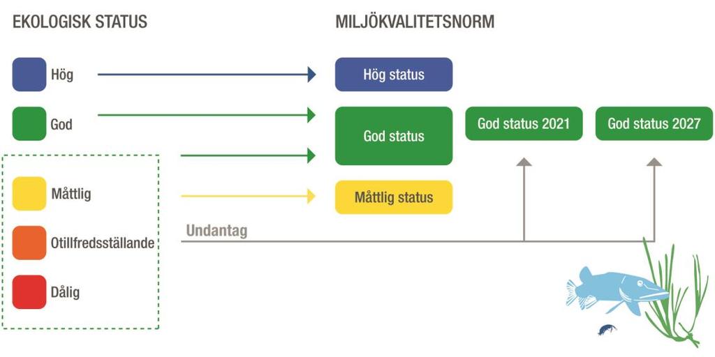 Detta för att säkra tillräckliga grundvattenmängder samt för att förhindra inträngning av förorenande ämnen. Figur 2.6. Hur normer sätts för kvantitativ och kemisk grundvattenstatus.