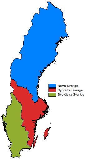 Diagram 2.9. Tidsutvecklingen för nedfall av svavel vid tre platser i olika delar av Sverige; Arkelstorp i Skåne ( ), Södra Averstad i Värmland ( ) och Ammarnäs i Västerbotten ( ).