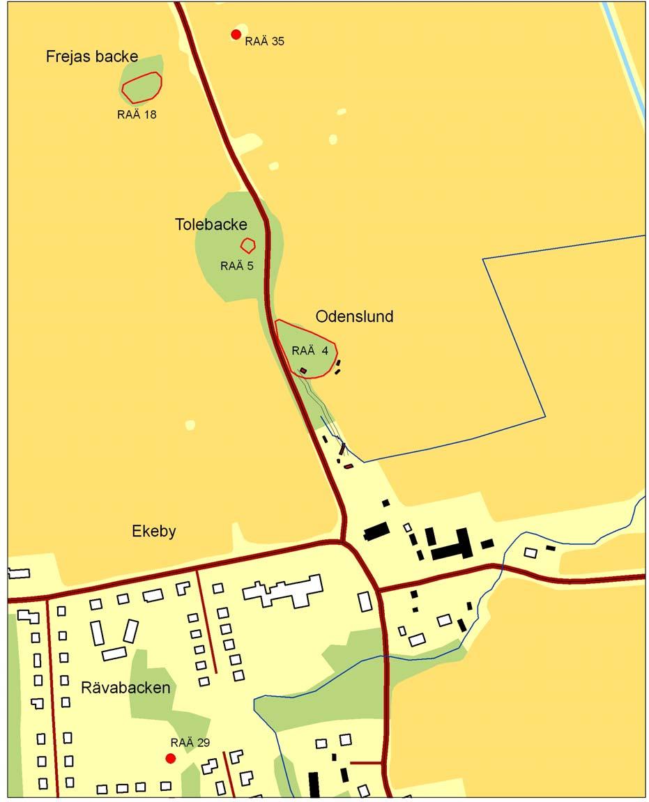 8 Ekeby prästgård Fig. 2. Utsnitt ur GSD-Fastighetskartan med utredningsområdet markerat.