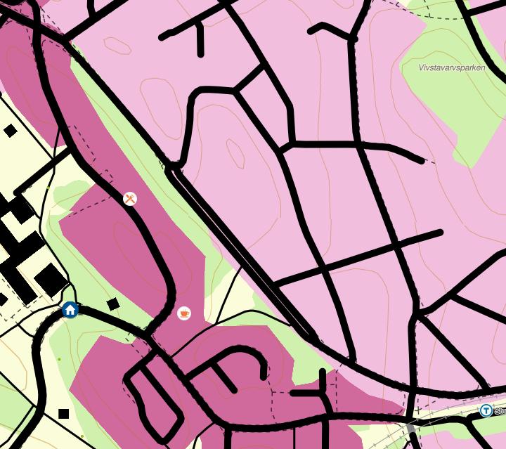 Sida 9 (24) 2.2 Höjder och avrinningsvägar Inom planområdena avrinner vatten i nordostlig riktning mot Sågverksgatan (Figur 3). Markytans höjder varierar mellan ca +33 m till +35-36 m.